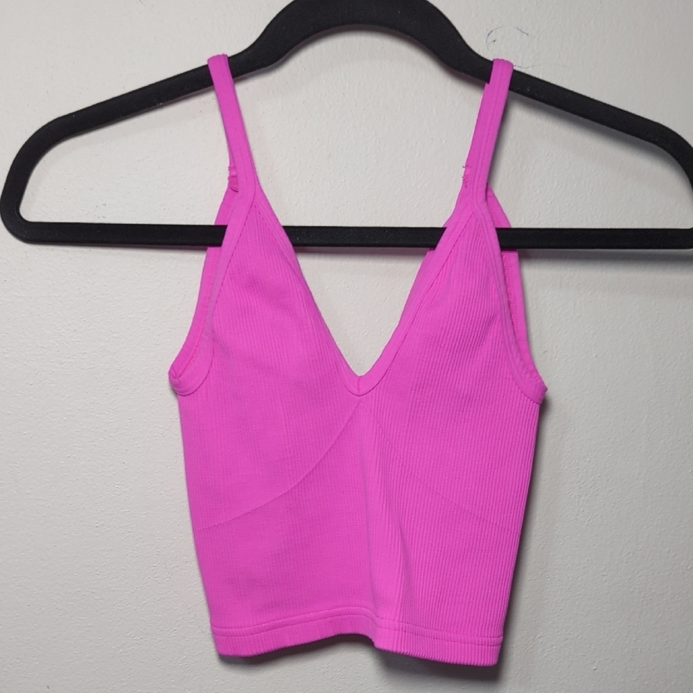 Free People Intimately Ribbed Brami Pink V-Neck Women's Size XS - Picture 1 of 4